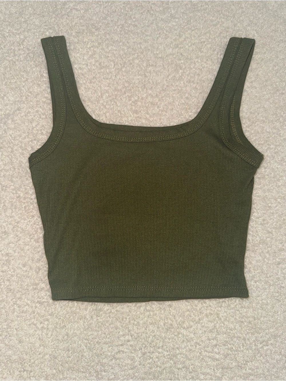 SHEIN Olive Ribbed Square Neck Tank